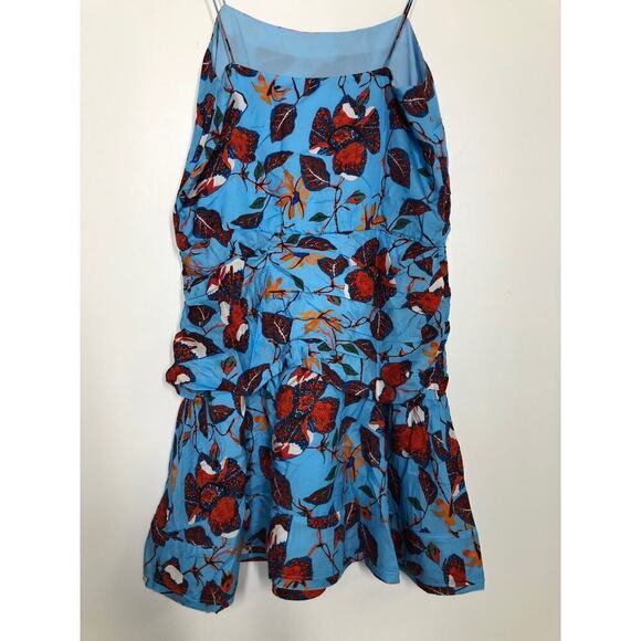 Derek Lam 10 Crosby Cami Flounce Dress Floral Print Twist Waist Mini Blue Size 6 - Picture 7 of 13